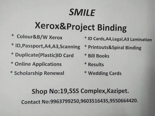 Smile Xerox Book Binding